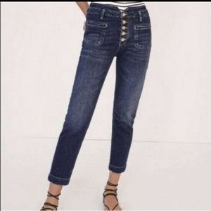 ANTHROPOLOGIE PILCRO 27 High Rise Slim Straight Ankle Button Fly Front JEANS 70s